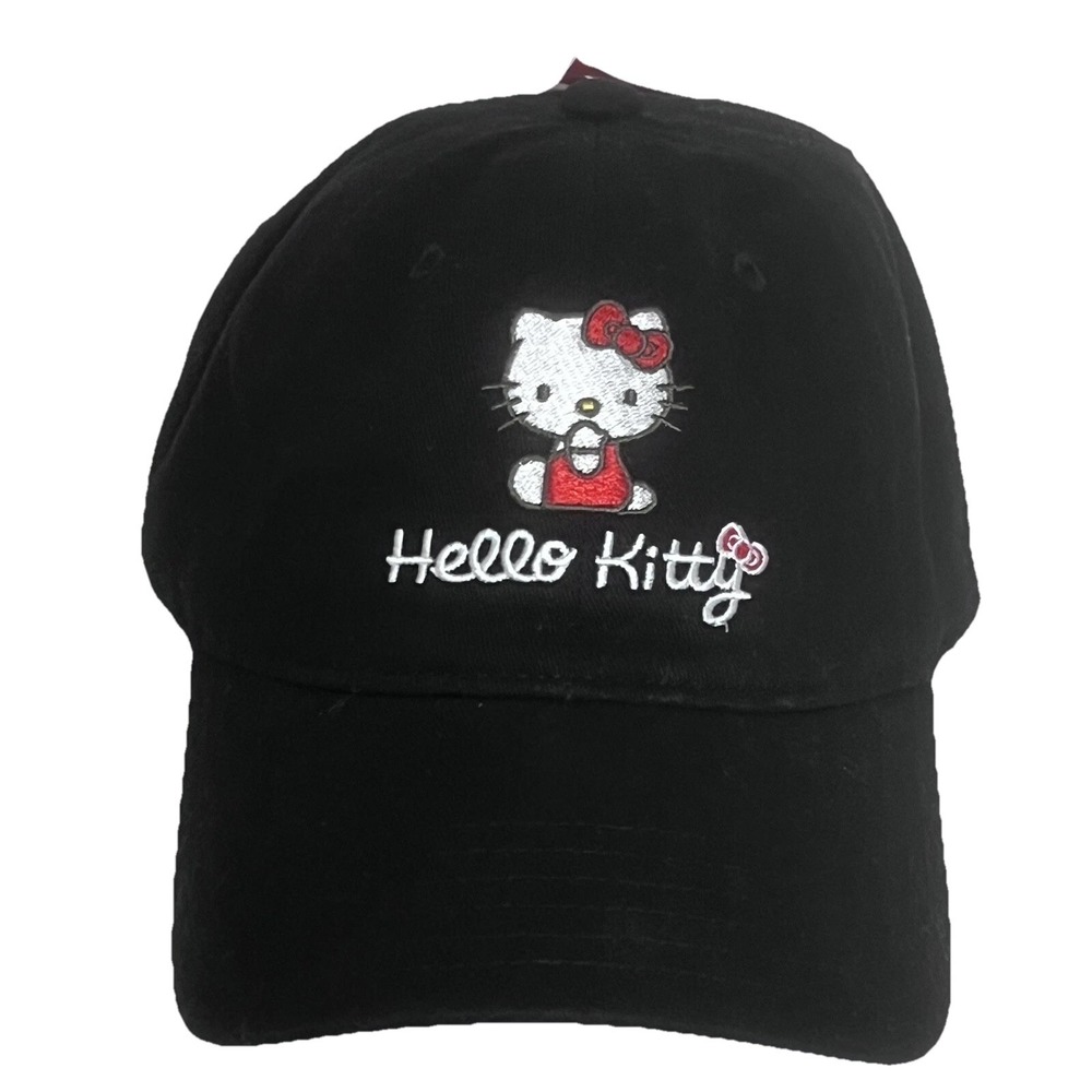 Hello Kitty Women Adjustable Baseball Cap Black Embroidered Logo Hat